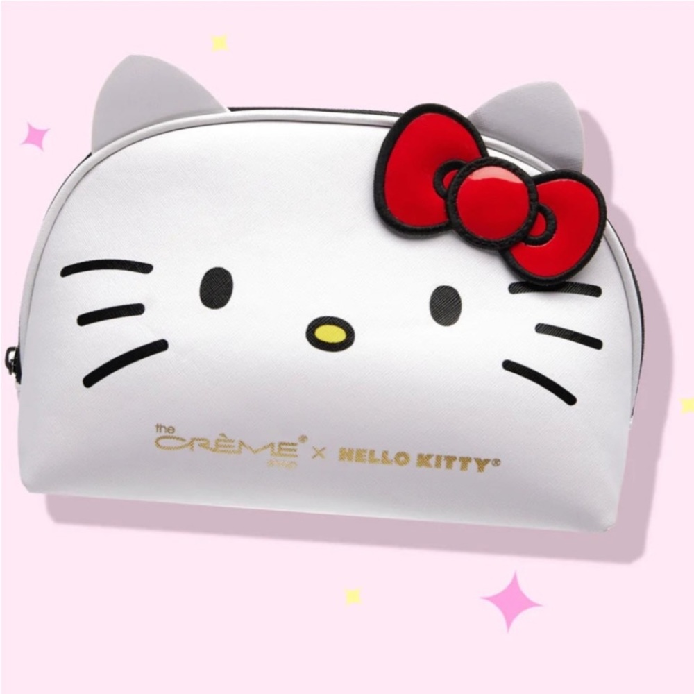 Hello Kitty x The Creme Shop red patent bow makeup cosmetics bag new NWT